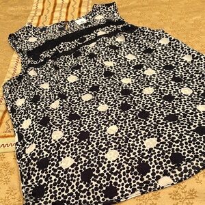 CAbi Black and White Polka Dot Top, Sleeveless, Polyester, L